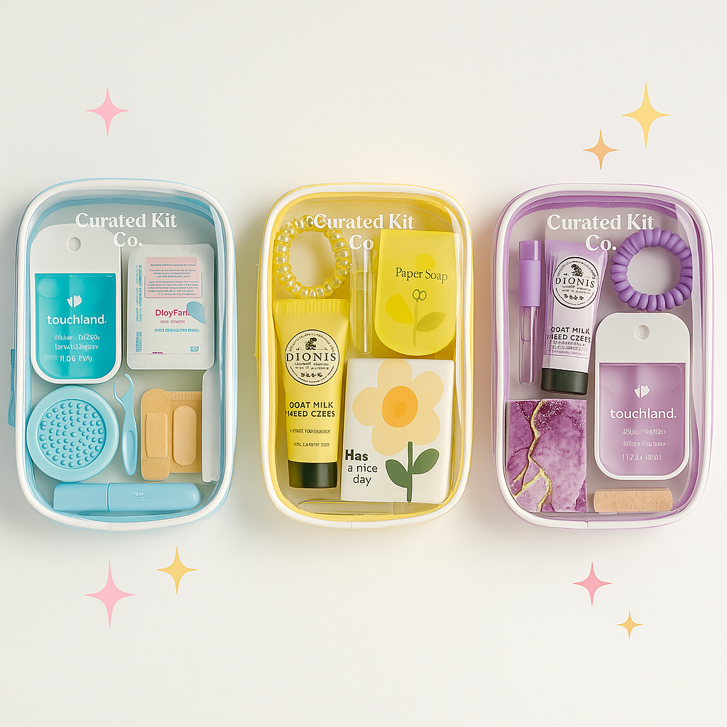 A collection of different colored kits within the everyday essentials collection. 