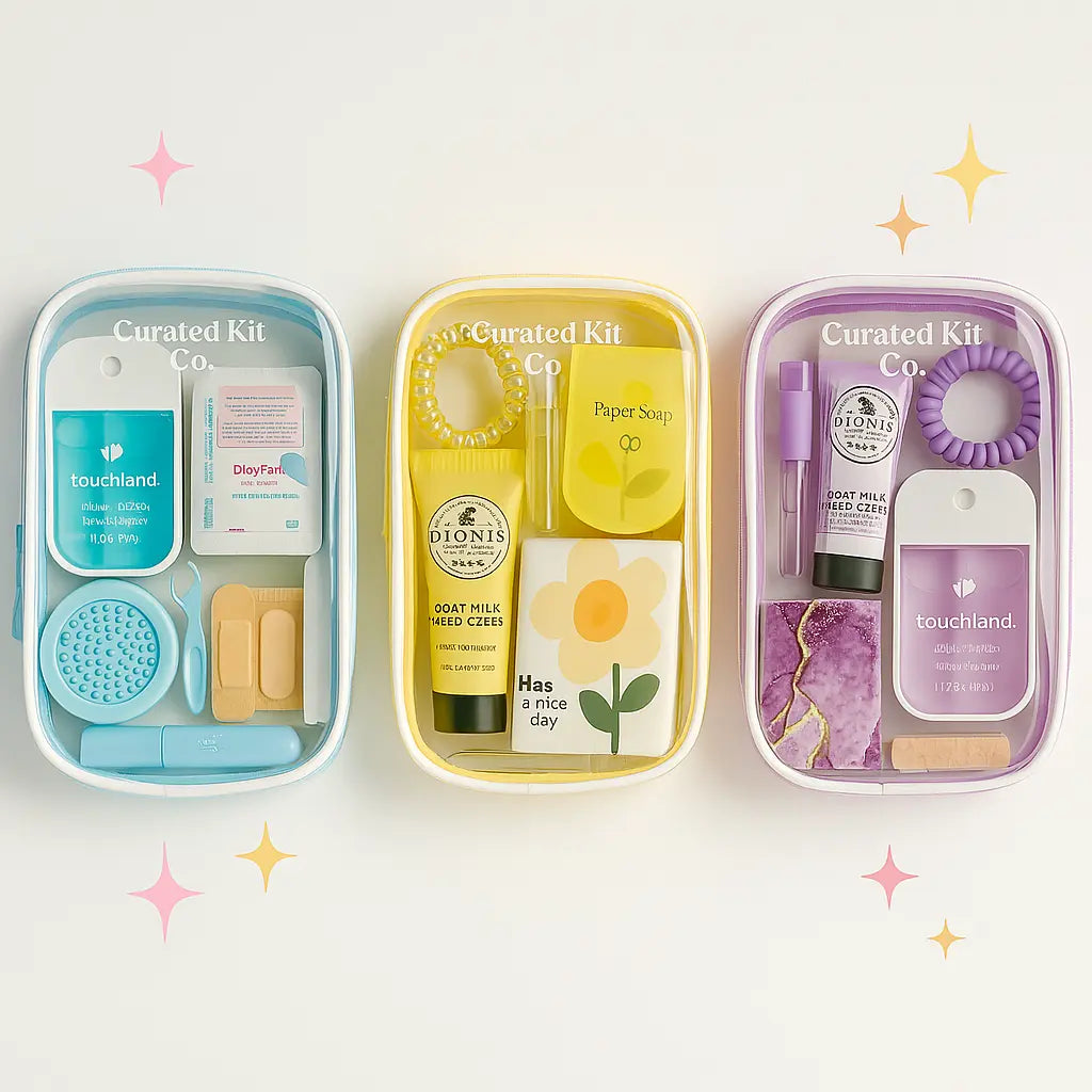 A collection of different colored kits within the everyday essentials collection. 