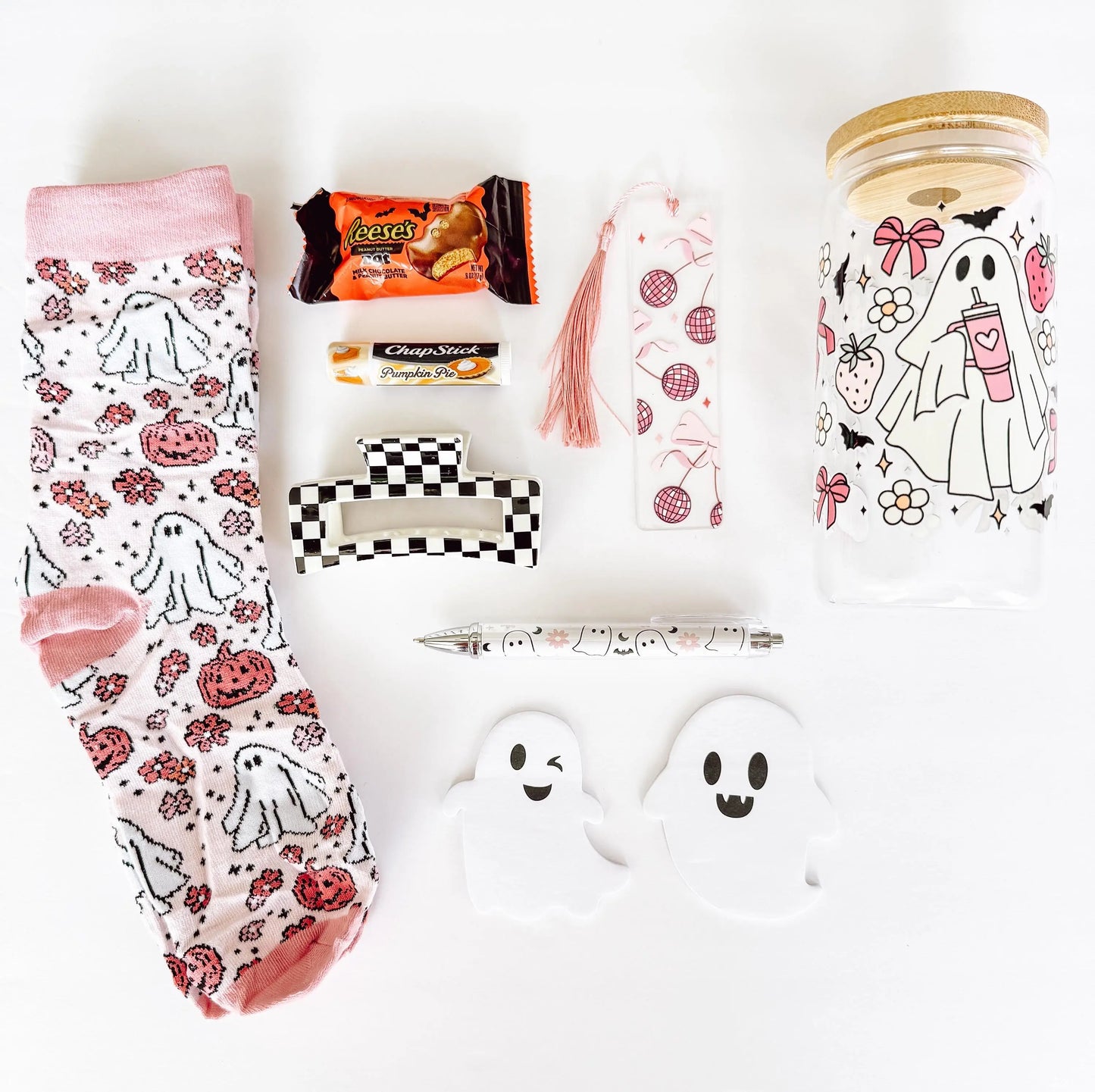 Stuffed Halloween Gift: Boo Bags, Boo Baskets, 16oz glass tumbler, Halloween gift, Halloween socks, Halloween lovers gift