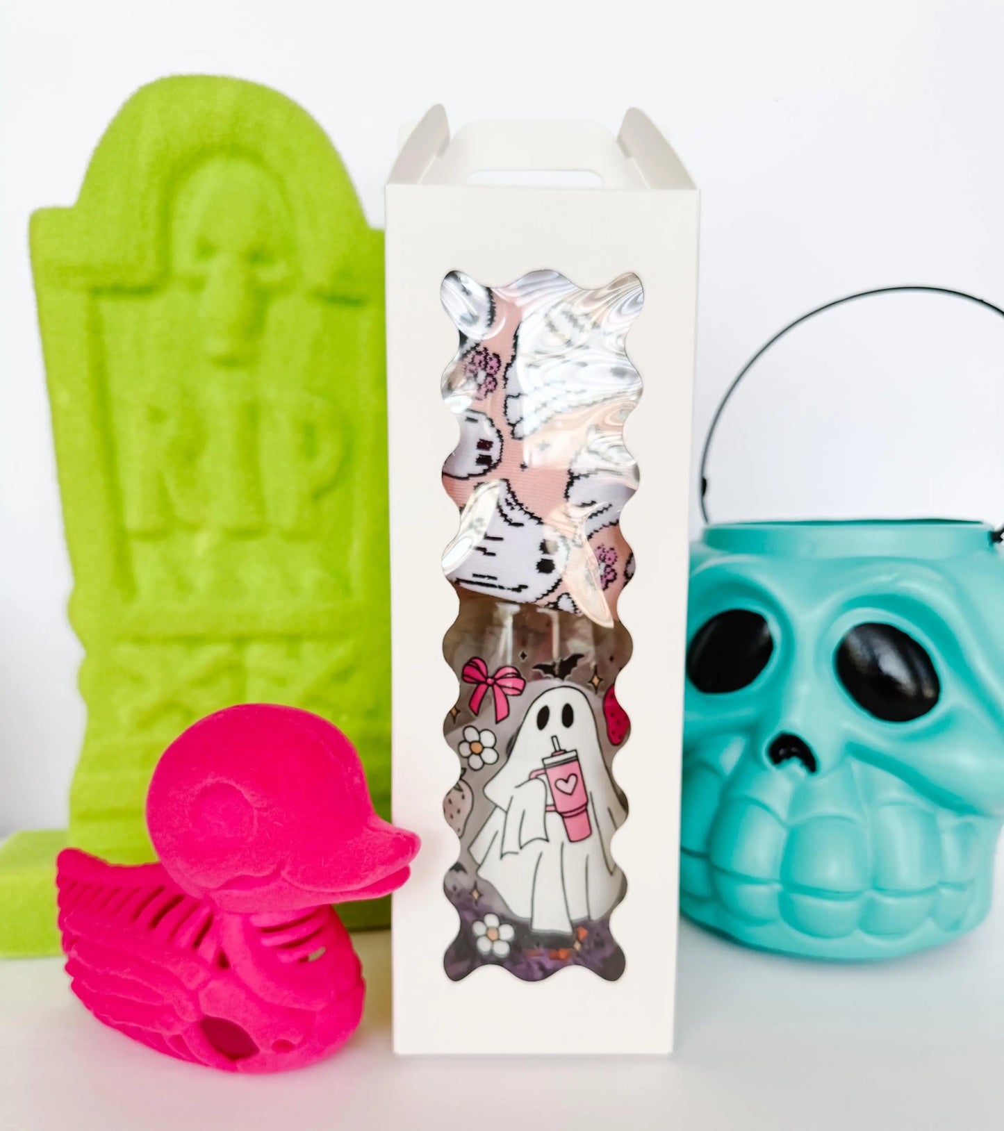 Stuffed Halloween Gift: Boo Bags, Boo Baskets, 16oz glass tumbler, Halloween gift, Halloween socks, Halloween lovers gift